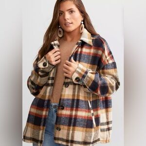 BKE Multicolor Plaid Trench Coat